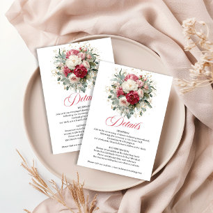 Informações Cartão de Detalhes de Casamento Floral Rústico Dou