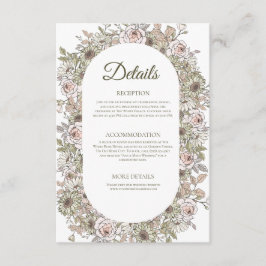 Informações Cartão de Detalhes de Casamento Floral Simples Vin