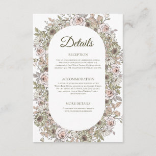 Informações Cartão de Detalhes de Casamento Floral Simples Vin