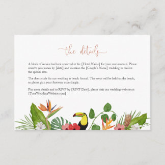 Informações Cartão de Detalhes de Casamento Floral Tropical Co