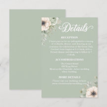 Cartão de Detalhes de Casamento Floral Verde Salvi