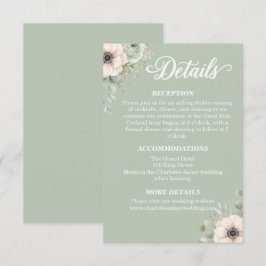 Informações Cartão de Detalhes de Casamento Floral Verde Salvi
