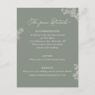 Informações Cartão de Detalhes de Casamento Floral Vintage Sag