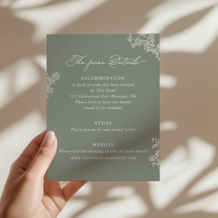 Informações Cartão de Detalhes de Casamento Floral Vintage Sag