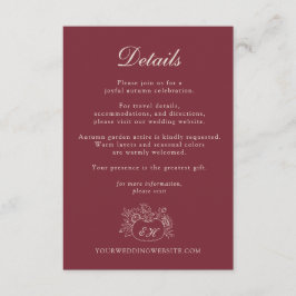 Informações Cartão de Detalhes de Casamento Formal com Abóbora