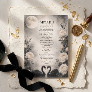 Informações Cartão de Detalhes de Casamento Gótico Cisne Negro