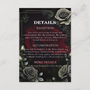 Informações Cartão de Detalhes de Casamento Gótico de Hallowee