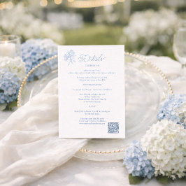 Informações Cartão de Detalhes de Casamento Hortênsia Azul Fra