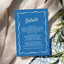 Informações Cartão de Detalhes de Casamento Listras Retro Azul