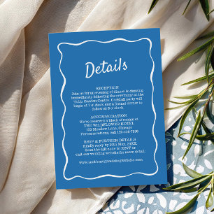 Informações Cartão de Detalhes de Casamento Listras Retro Azul