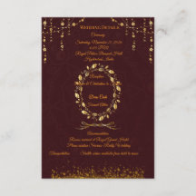 Cartão de Detalhes de Casamento Maroon Gold