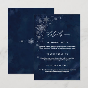 Informações Cartão de Detalhes de Casamento Midnight Snowfakes