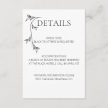 Cartão de Detalhes de Casamento Minimalista