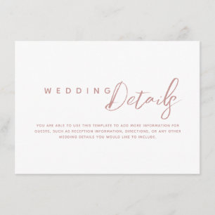 Informações Cartão de Detalhes de Casamento Minimalista