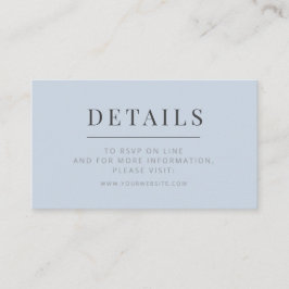 Informações Cartão de Detalhes de Casamento Minimalista | Azul