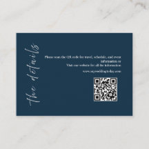 Cartão de Detalhes de Casamento Minimalista Azul-M