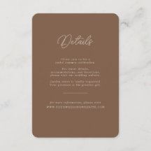 Cartão de Detalhes de Casamento Minimalista Bege M