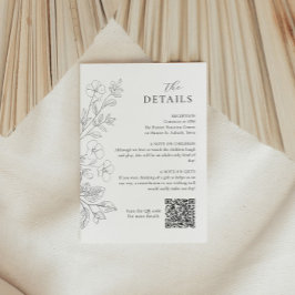 Informações Cartão de Detalhes de Casamento Minimalista Floral