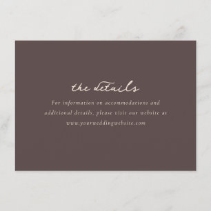 Informações Cartão de Detalhes de Casamento Minimalista Marrom