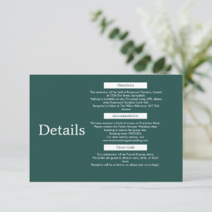 Informações Cartão de Detalhes de Casamento Minimalista Modern