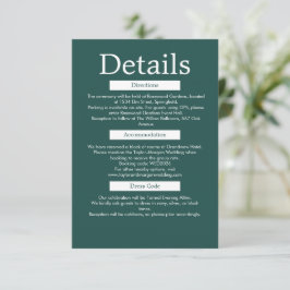 Informações Cartão de Detalhes de Casamento Minimalista Modern