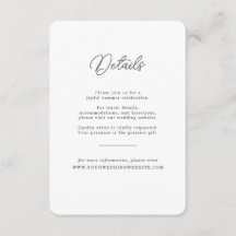 Cartão de Detalhes de Casamento Minimalista Preto