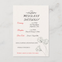 Cartão de Detalhes de Casamento Minimalista Simple