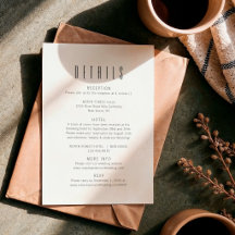 Cartão de Detalhes de Casamento Minimalista Simple