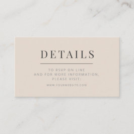 Informações Cartão de Detalhes de Casamento Minimalista Soft L