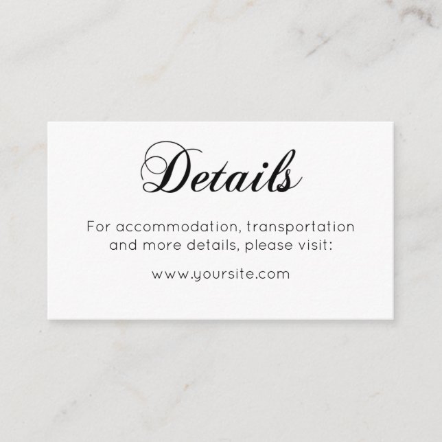 Informações Cartão de detalhes de casamento mínimo Cartão de i (Frente)