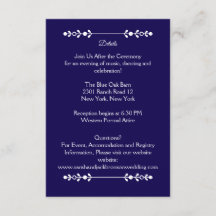 Cartão de Detalhes de Casamento Moderno Azul Marin