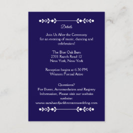 Informações Cartão de Detalhes de Casamento Moderno Azul Marin