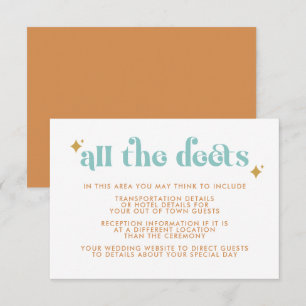 Informações Cartão de Detalhes de Casamento Moderno Retro à Be