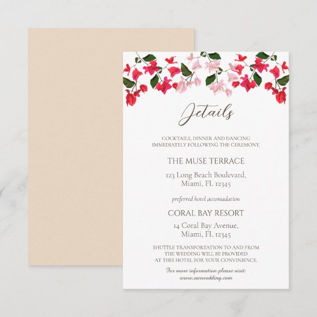 Informações Cartão de Detalhes de Casamento no Enclausuramento (Frente/Verso)