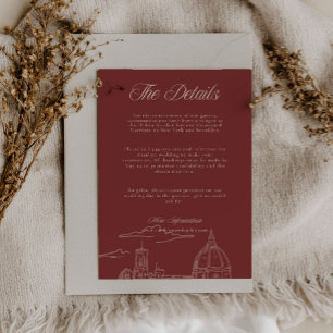 Informações Cartão de Detalhes de Casamento no Jardim Toscano
