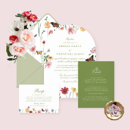 Informações Cartão de Detalhes de Casamento no Jardim Verde