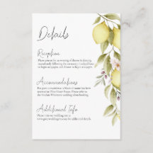 Cartão de Detalhes de Casamento no Pomar de Olivei