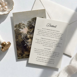Informações Cartão de Detalhes de Casamento Paisagem Vintage d