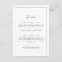 Cartão de Detalhes de Casamento Prateado Minimalis