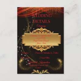 Informações Cartão de Detalhes de Casamento Preto Elegante com