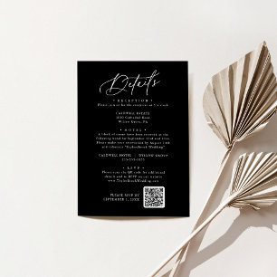 Informações Cartão de Detalhes de Casamento Preto Escuro Charm