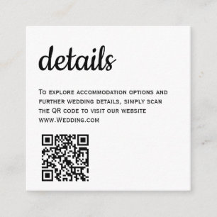 Informações Cartão de Detalhes de Casamento Preto QR Moderno