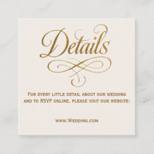 Informações Cartão de Detalhes de Casamento QR Gold & Ivory