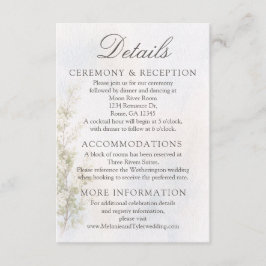 Informações Cartão de Detalhes de Casamento/Recepção Botânico