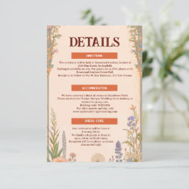 Informações Cartão de Detalhes de Casamento Retro Chic