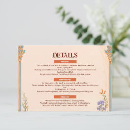 Informações Cartão de Detalhes de Casamento Retro Chic
