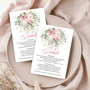 Informações Cartão de Detalhes de Casamento Rosas Bege Elegant