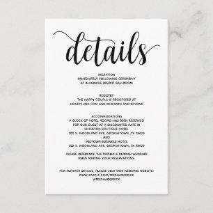 Informações Cartão de Detalhes de Casamento Rústico Elegante