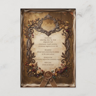 Informações Cartão de Detalhes de Casamento Rústico Floral Vin