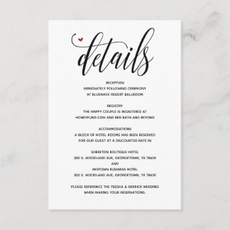 Informações Cartão de detalhes de casamento rústico moderno v1